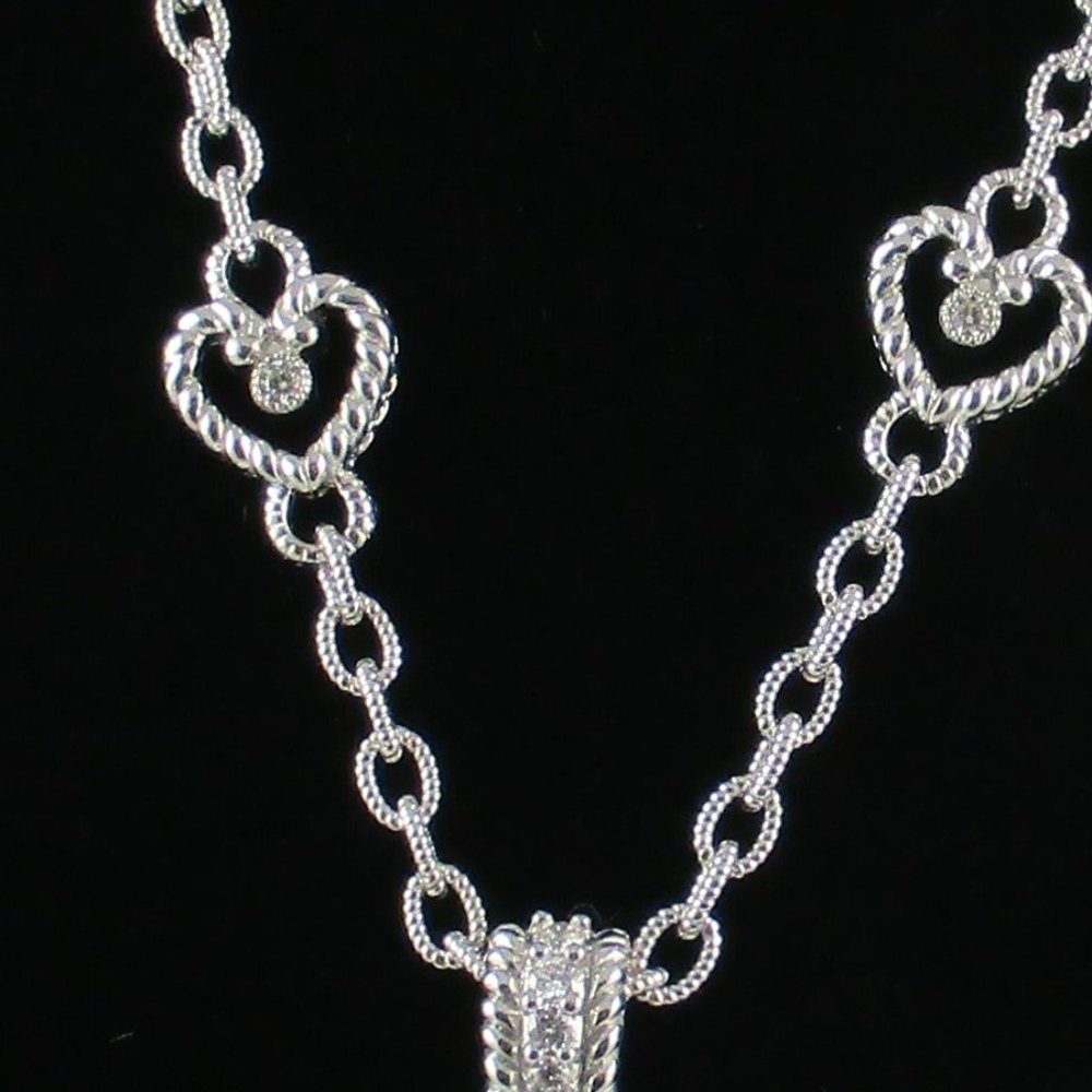 Judith Ripka Blue Agate Heart Enhancer with Chain - Picture 10 of 16